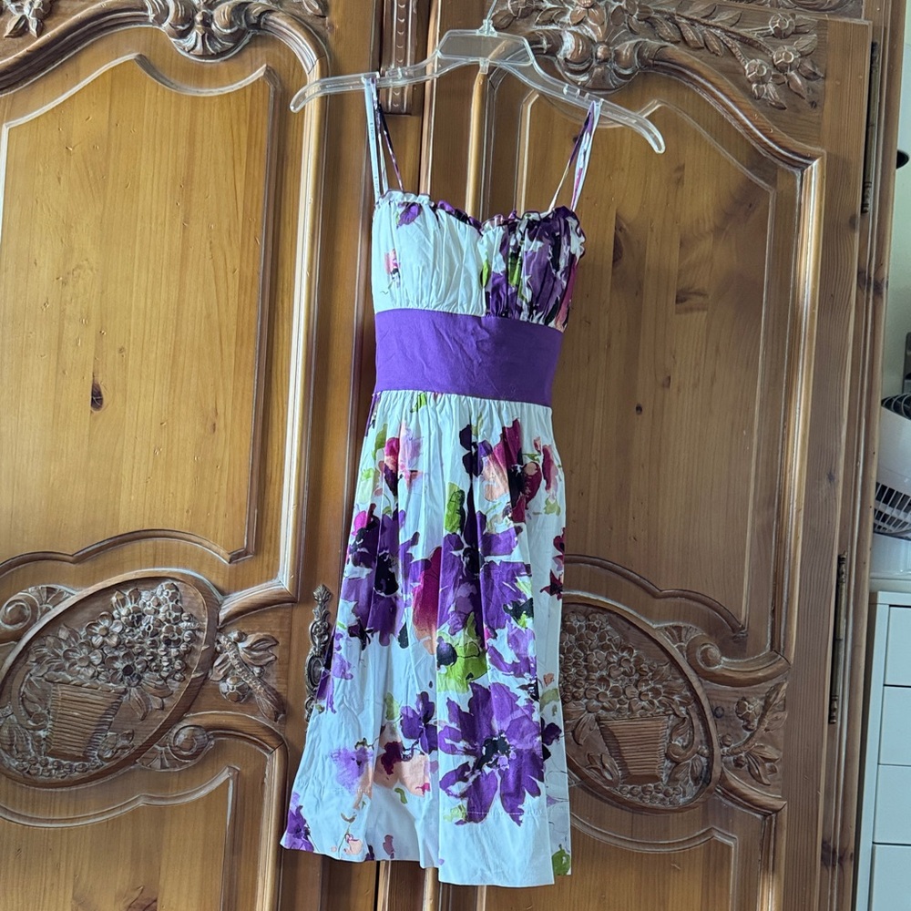 B Darlin Lavender and White Floral Midi Dress